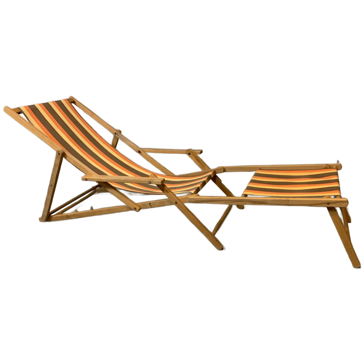 Vintage Vrolijke Strandstoel Met Voetbankje image 2