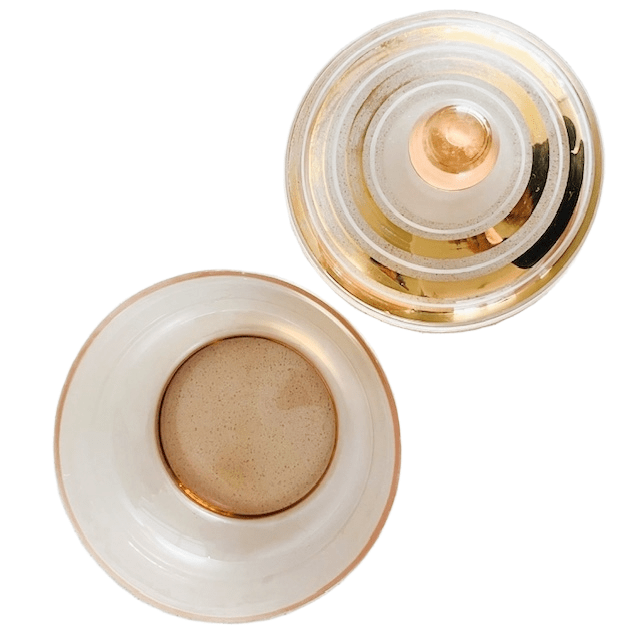 Art Deco Bonbonnière Roze Goud Glas Sieradendoosje 1950’s image 6