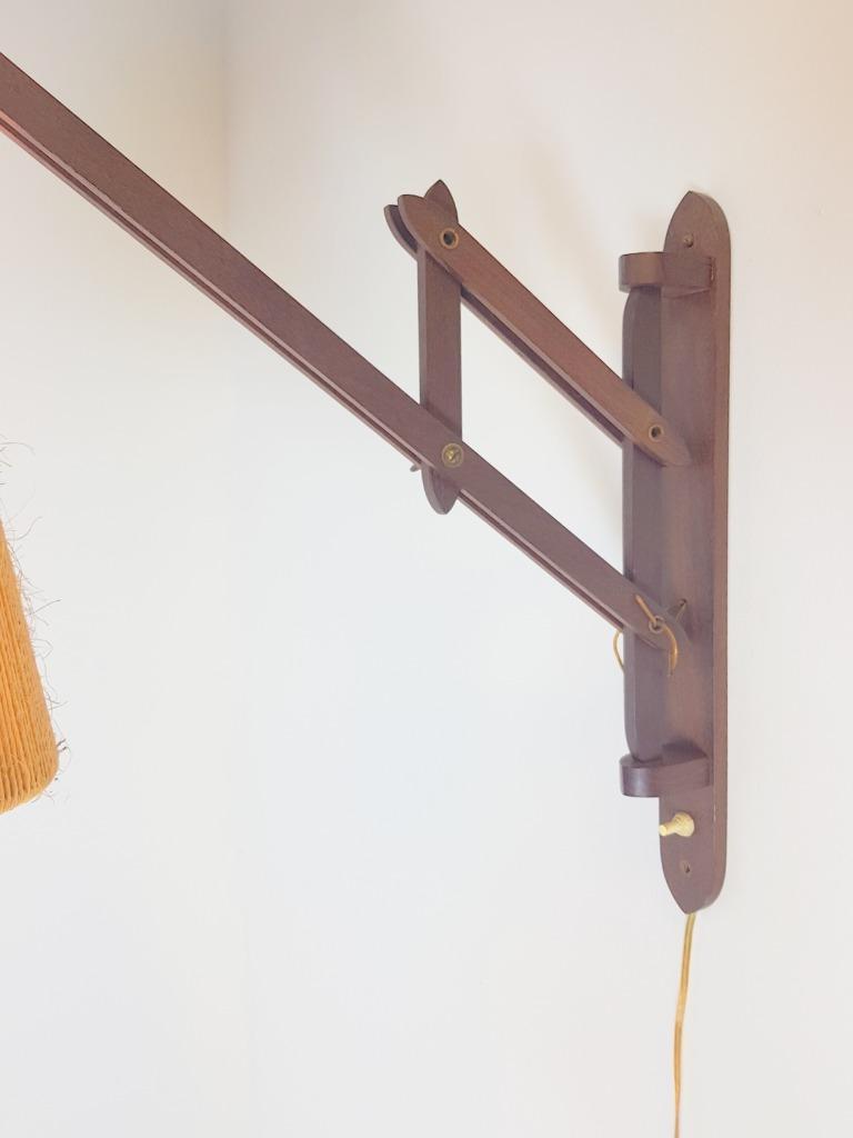 Vintage Fog & Mørup Teak Wandlamp Schaarlamp Rope 60 Denmark image 5