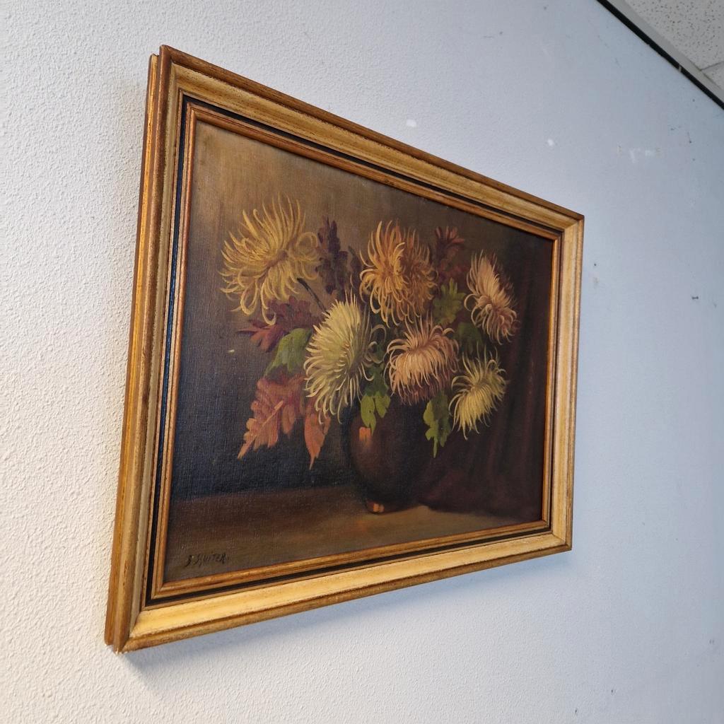 Olieverf Op Doek B Sluiter Schilderij Chrysanten Op Vaas image 4