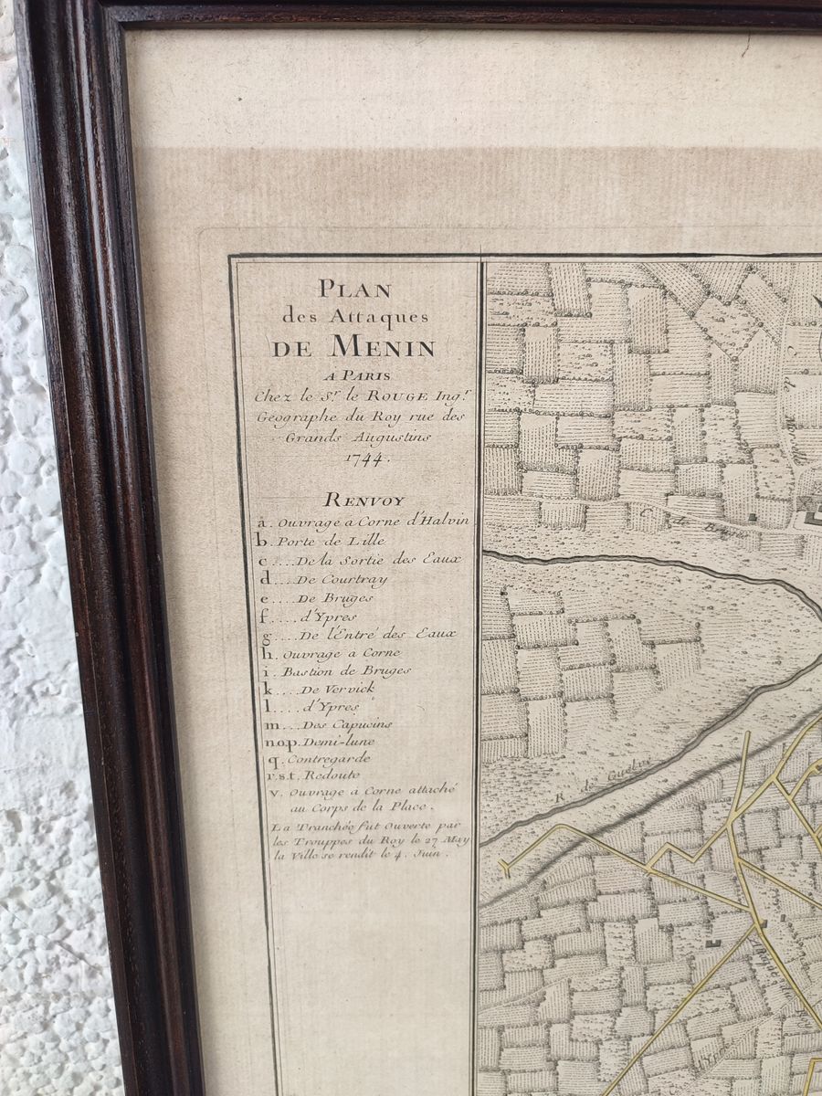 Antieke Kaart Beleg Van Menen 1744 image 4