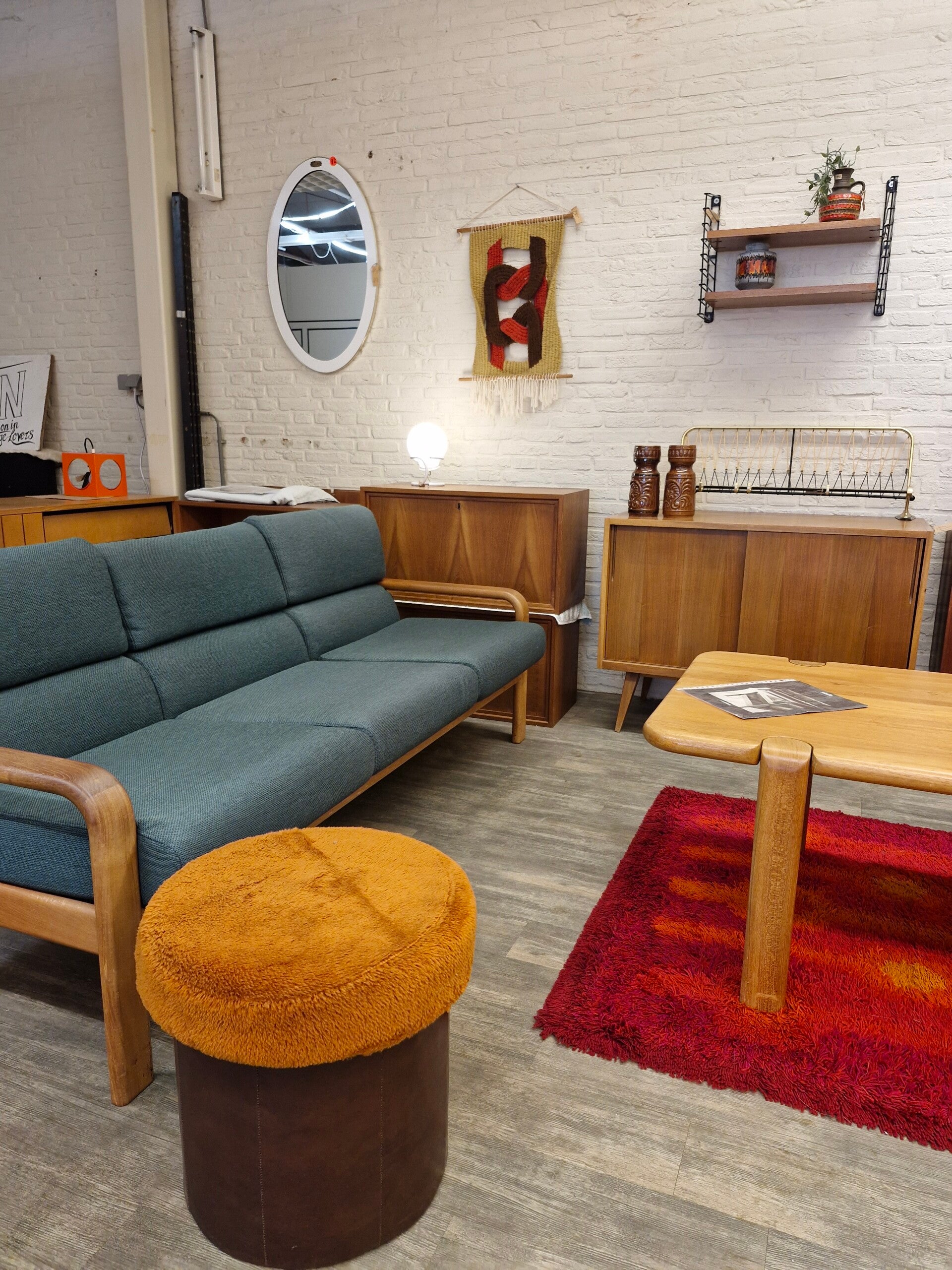 Vintage Deens Design Driezits Bank L. Olson & Son image 9