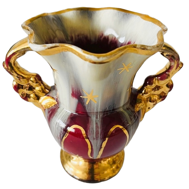 Mid-century Jasba Vaas Fuchsia Wit Goud Barok 1950’s image 3