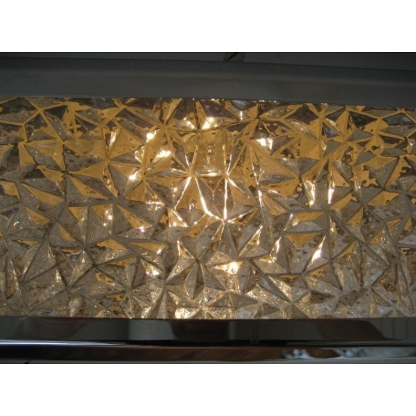 Vintage Plafondlamp, Plafonnière Met Kunststof Platen In Verchroomde Profielen 46 X 46 Cm, Jaren image 22