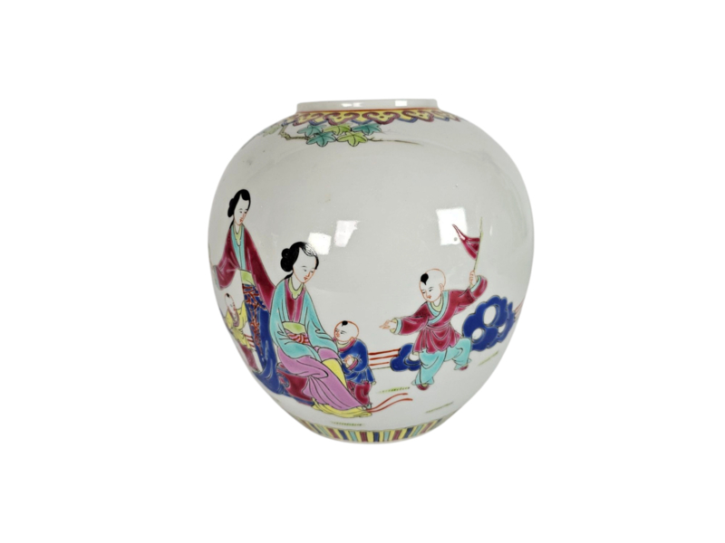 Chinese Gember Pot - Family Rose - Handbeschilderd - 2E Helft 20E Eeuw image 4