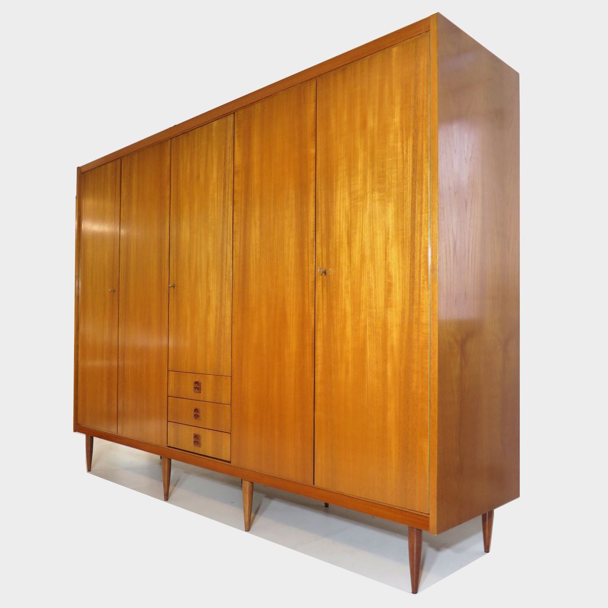 Grote 5-deurs Vintage Design Kledingkast In Teak, Jaren 60 image 8