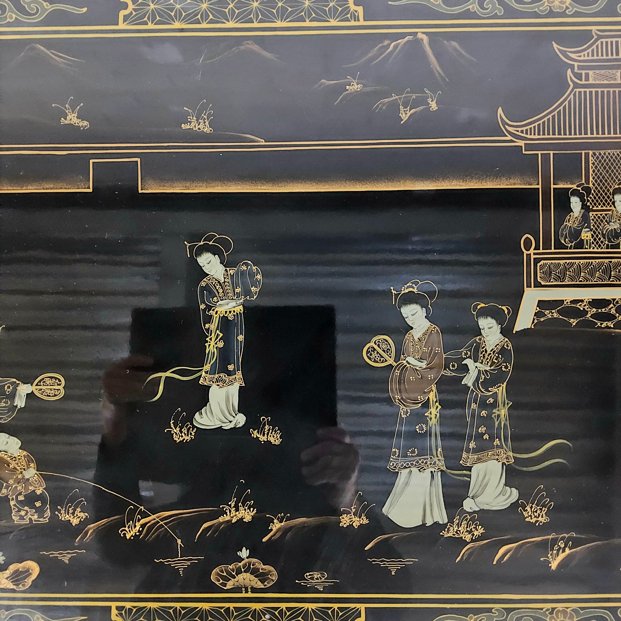 Vintage Chinese Salontafel / Oosterse Koffietafel (lakmeubel) Chinoiserie /traditioneel Tafereel image 6