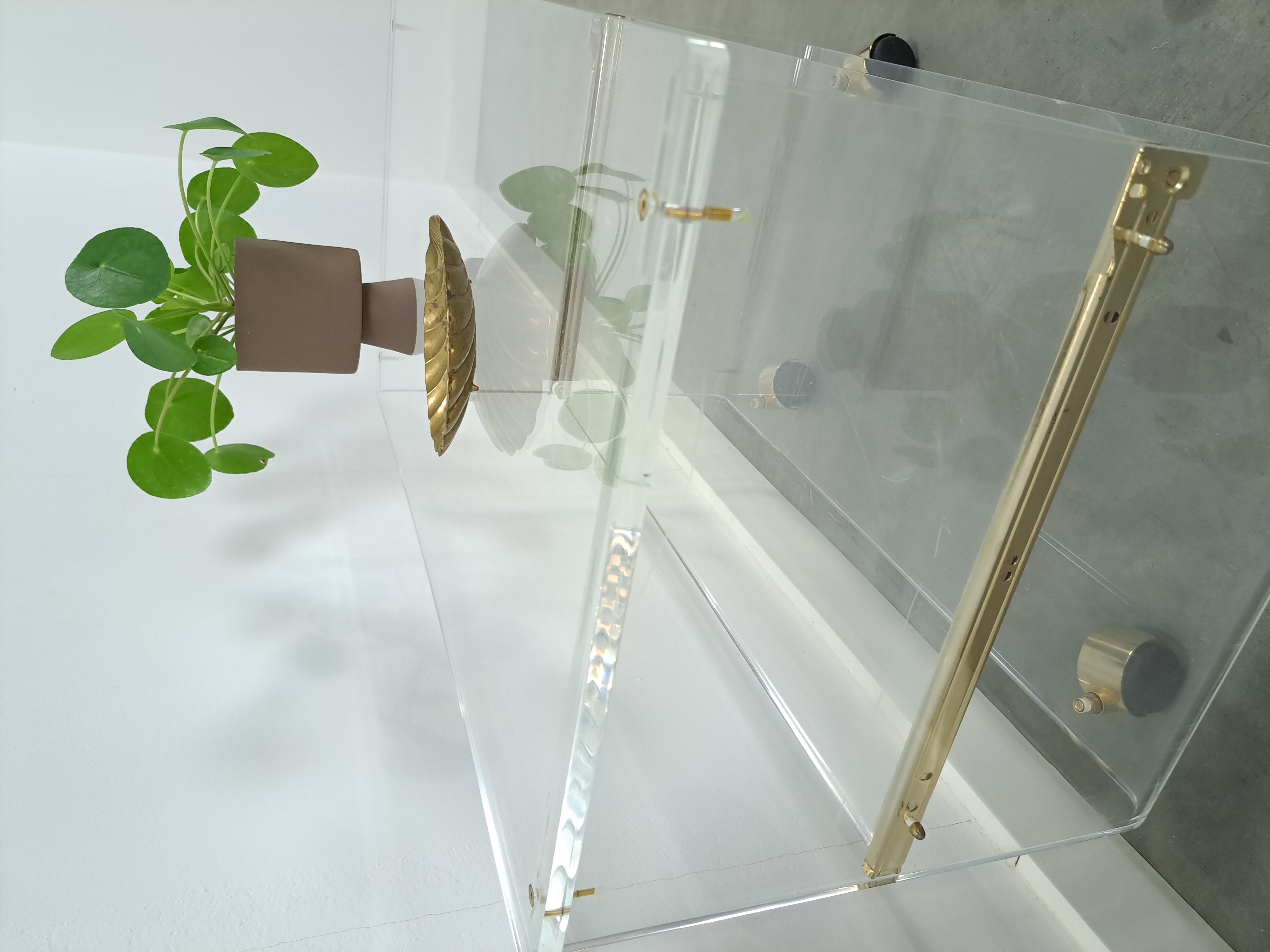 Space Age Plexiglas Trolley Met Messing, Tv Meubel image 10