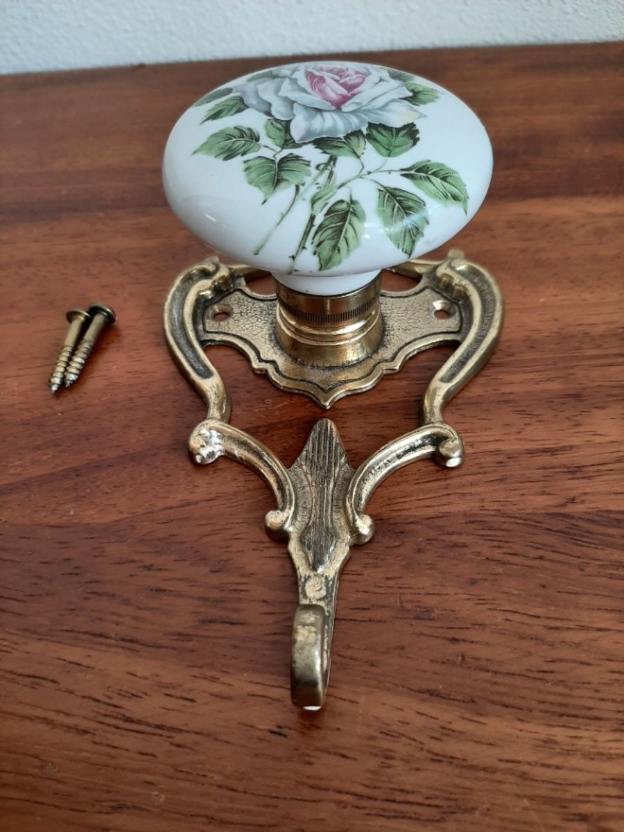 Vintage Italiaanse Haak Messing Met Porselijn image 2