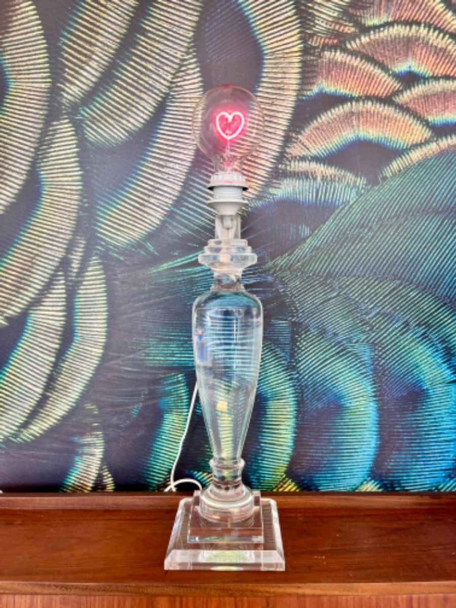 Lucite Vintage Transparante Plexiglas Lamp image 5