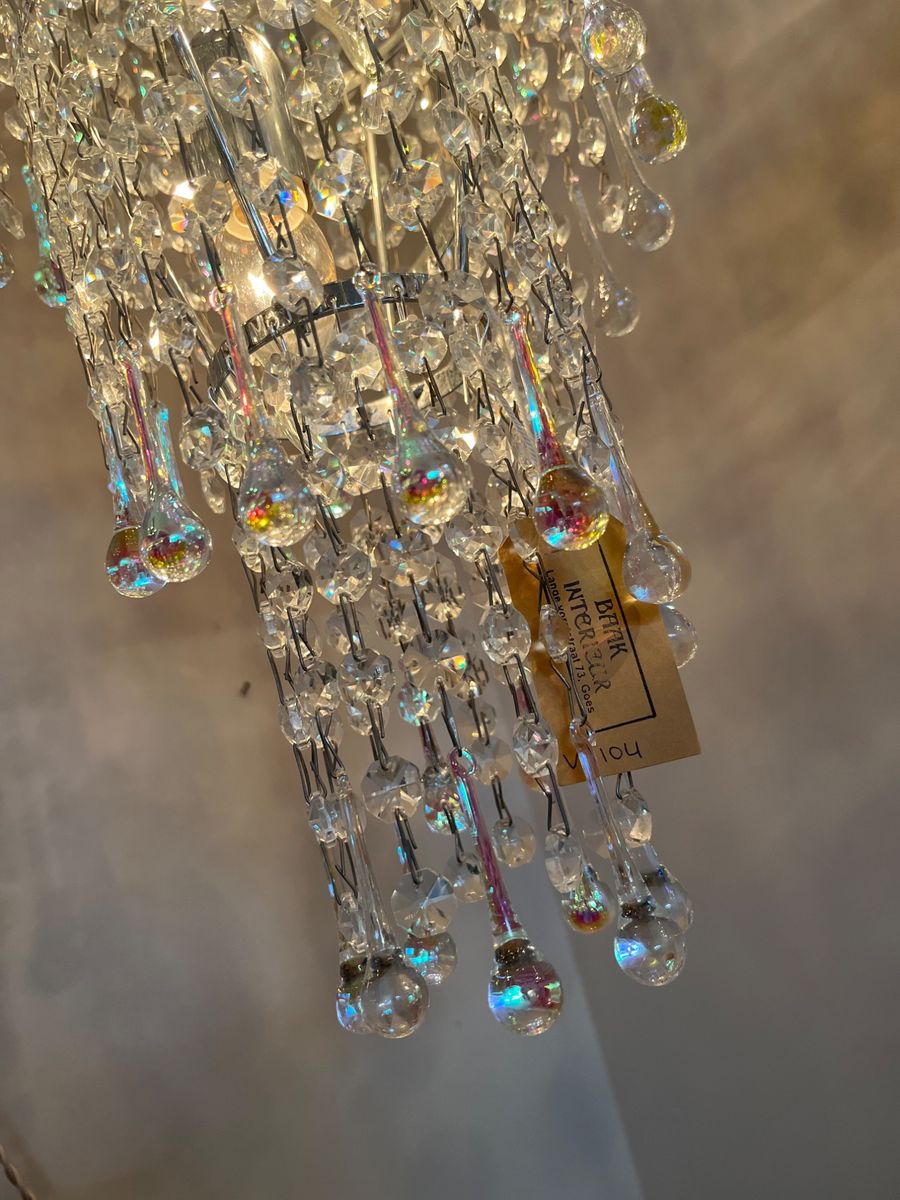 Xxl Vintage Opaline Teardrop Kroonluchter Pegels Kristal Hanglamp image 15