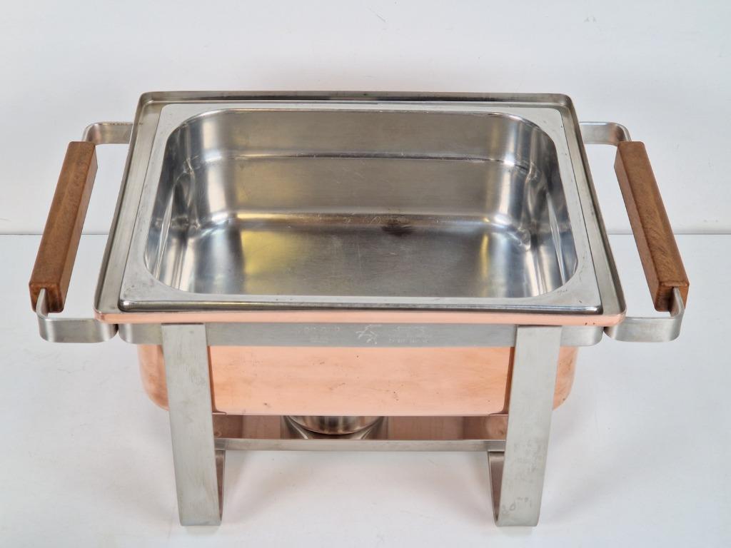Vintage Spring Swiss Rechaud Koper Rvs Chafing Dish Compleet image 2