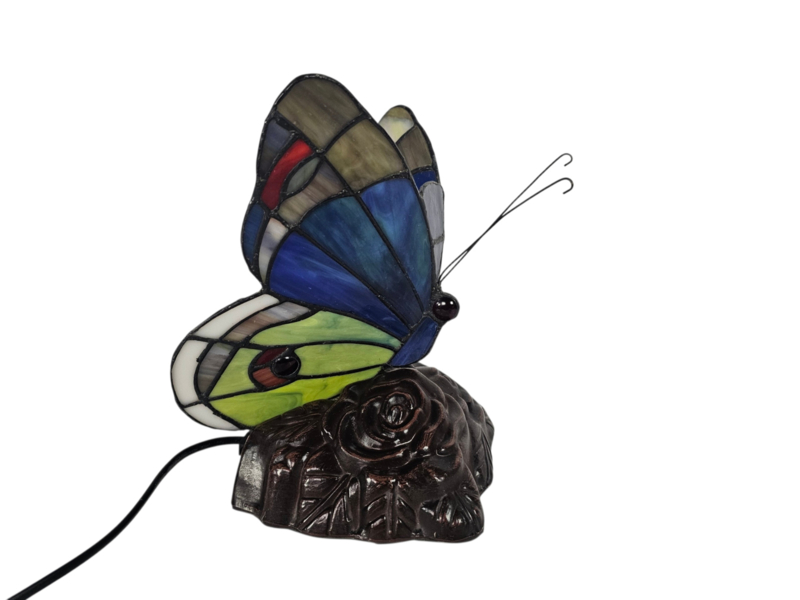 Tiffany Stijl - Vlinder - Tafellamp - Glas-in Lood - 3e Kwart 20e Eeuw image 6