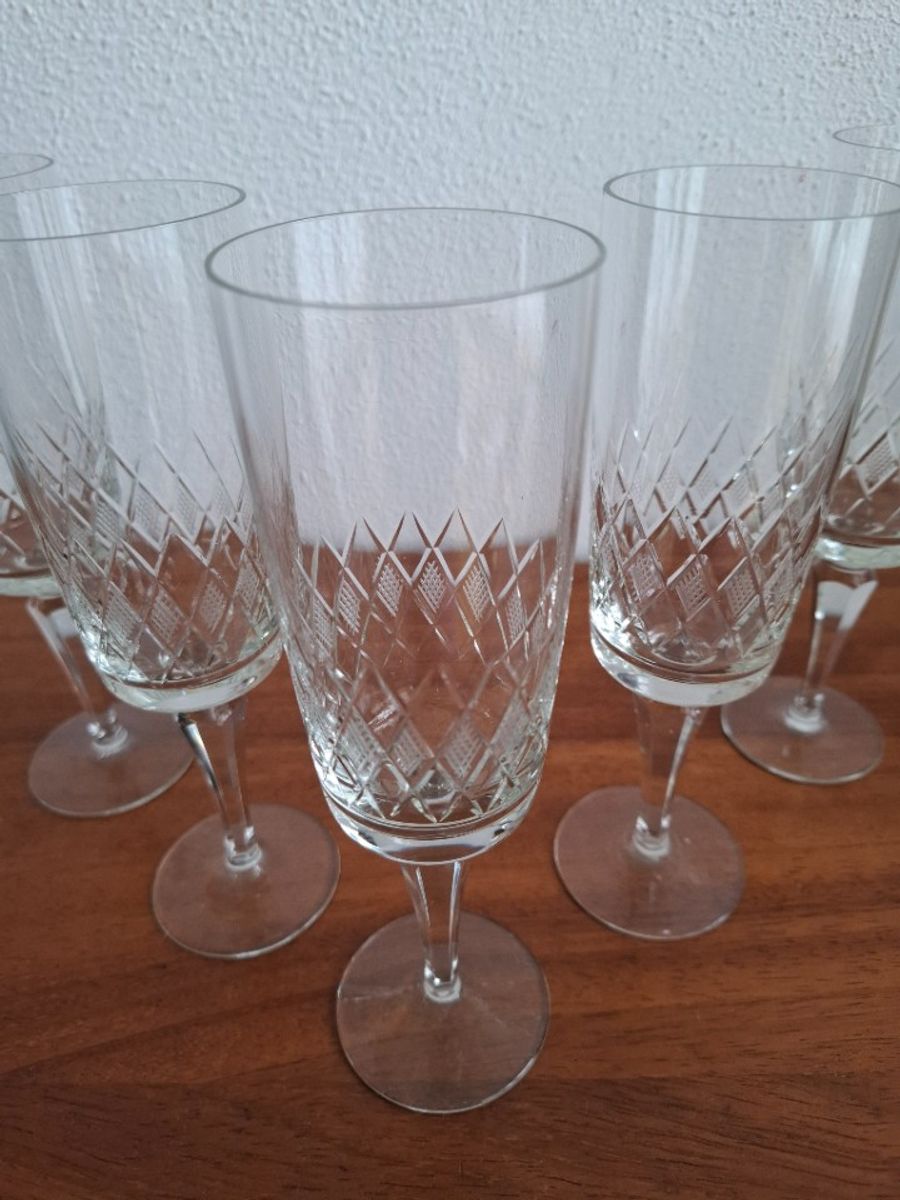 5 Hoge Champagneglazen, Kristallen Flutes, Kristallen Glazen image 8