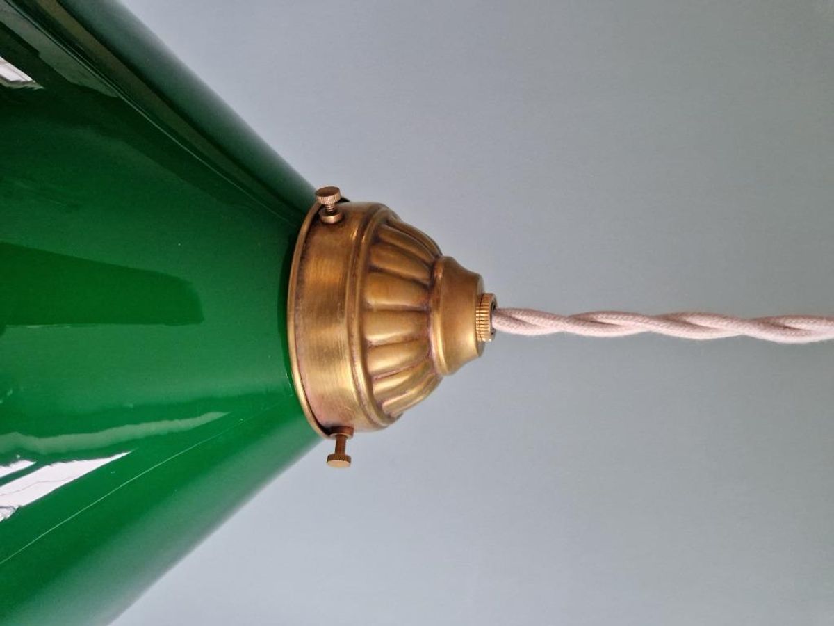 Art Deco Hanglamp In Kegelgroen Opaline, 1920-30 image 7