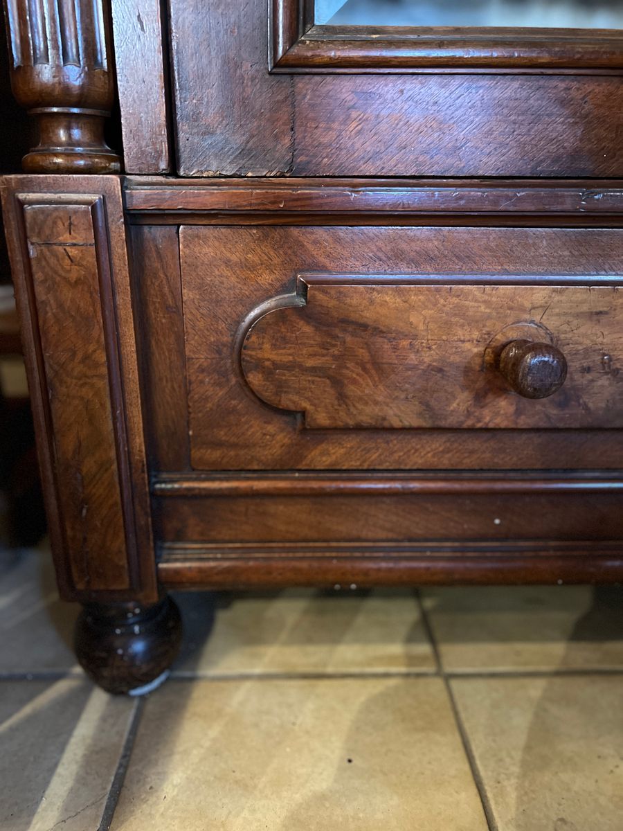 Volledig Uitneembare Antiek Mahonie Franse Vitrinekast Met 1 Deur Facet Geslepen Glas En 1 Lade image 7