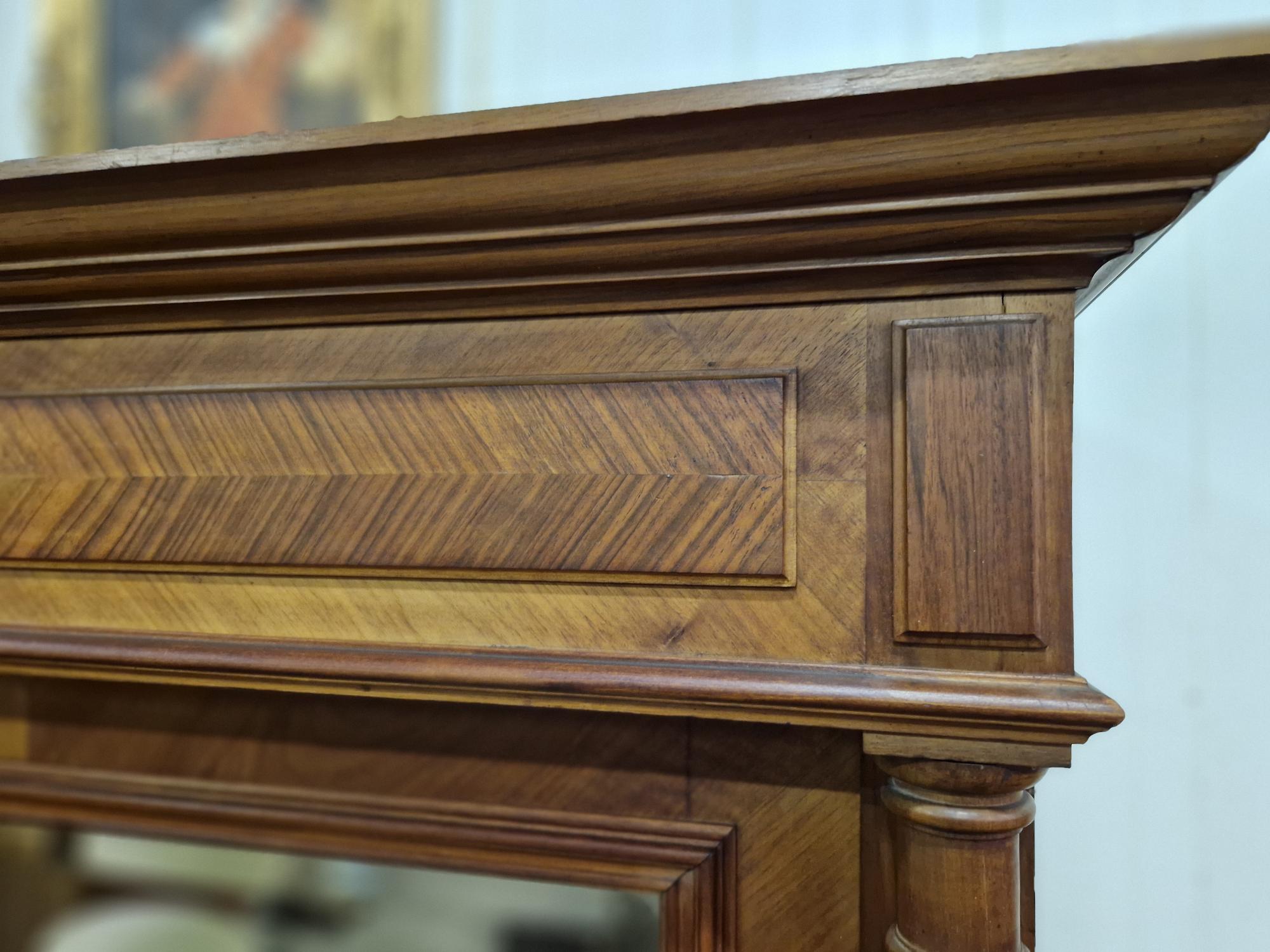 Antieke Spiegelkast, Kledingkast Met Facet Geslepen Spiegel, Demonteerbaar Afm. 104x43cm En 220cm Hoog. image 5