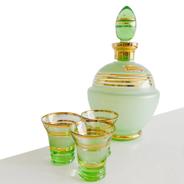 Vintage Artdeco Likeur Decanter Karaf En Likeurglaasjes Booms Glas image 6