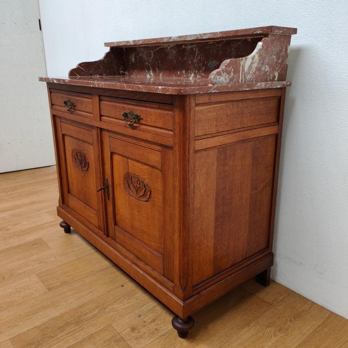 Vintage Antiek Dressoir Commode Ladekast Badkamermeubel Met Marmer Blad 611 image 5