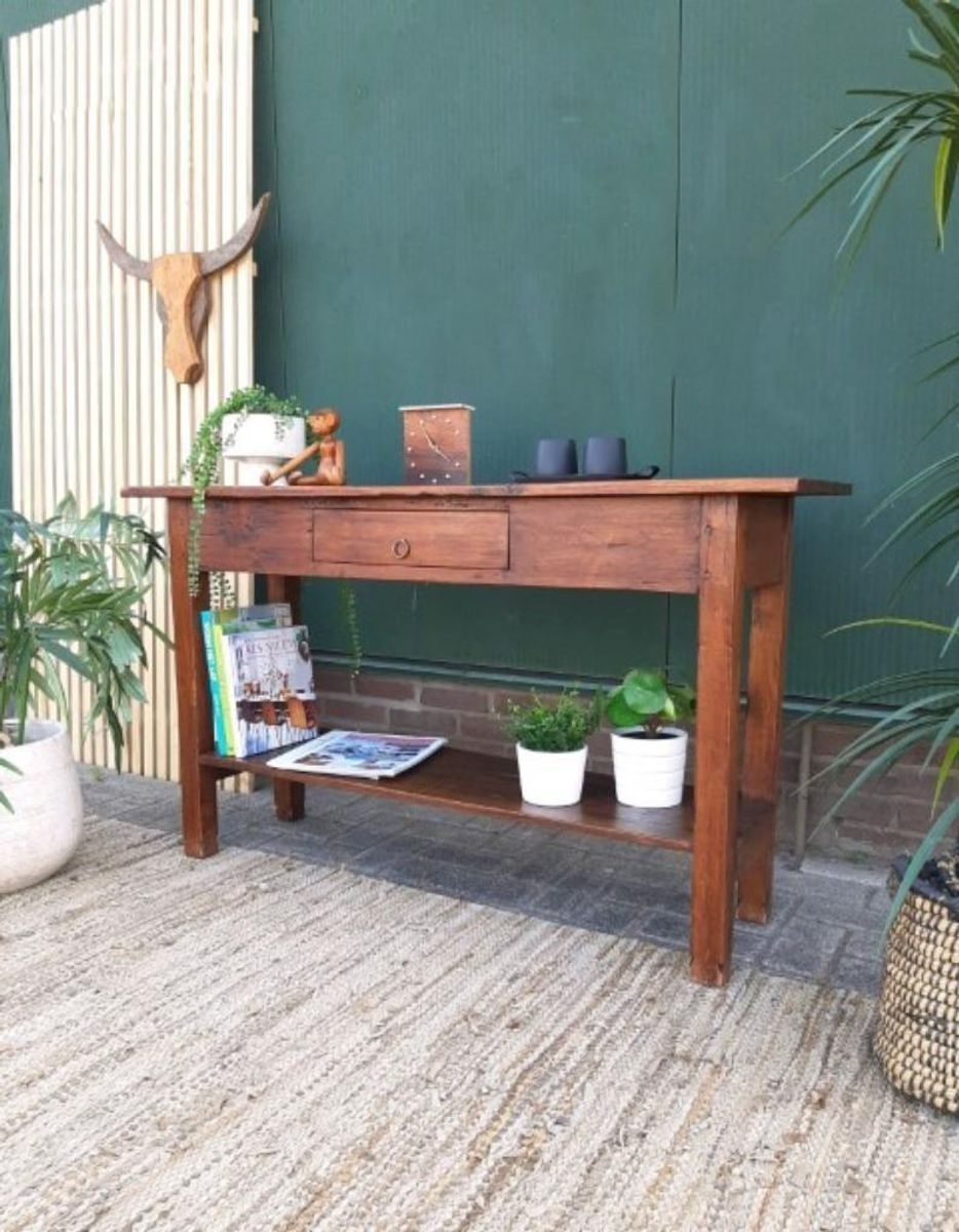 Robuuste Teak Houten Side Table Haltafel Landelijke Sidetable image 12