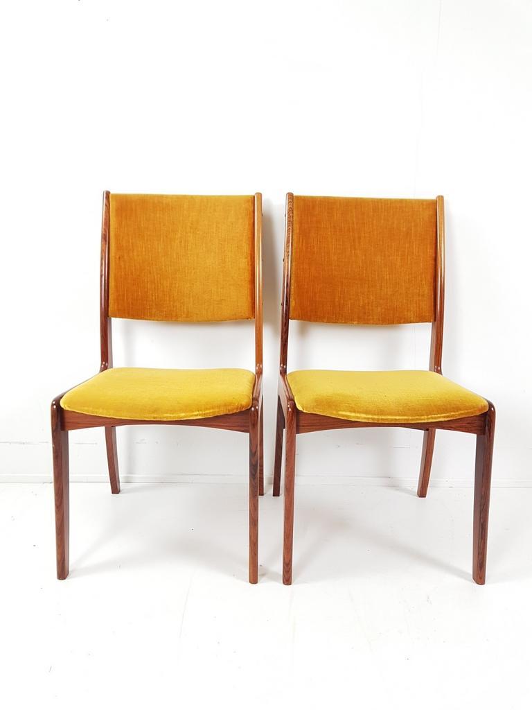 Vintage Deense Stoelen Okergeel Velours Dining Chairs Danish image 11