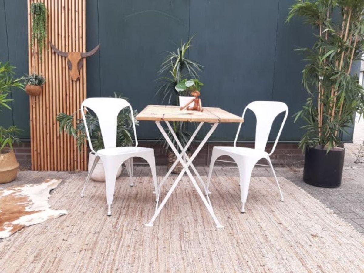 Set Van 4 Eetkamerstoelen Vintage Design Witte Stoelen image 11