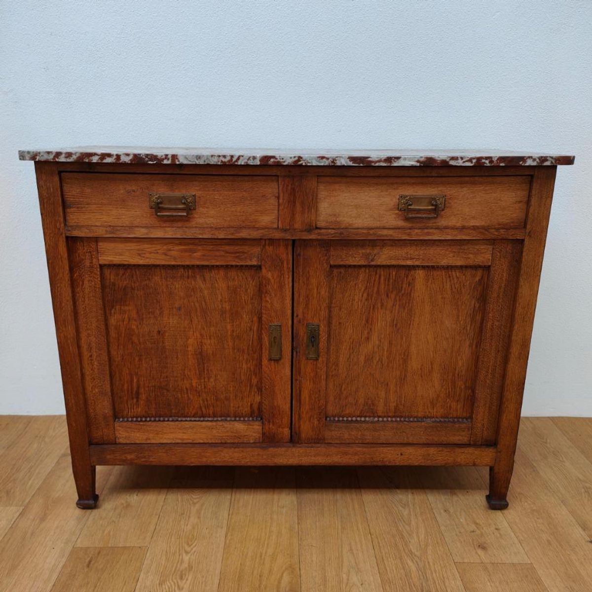 Vintage Frans Dressoir Commode, Ladekast Bakamermeubel Met Marmer Blad image 2