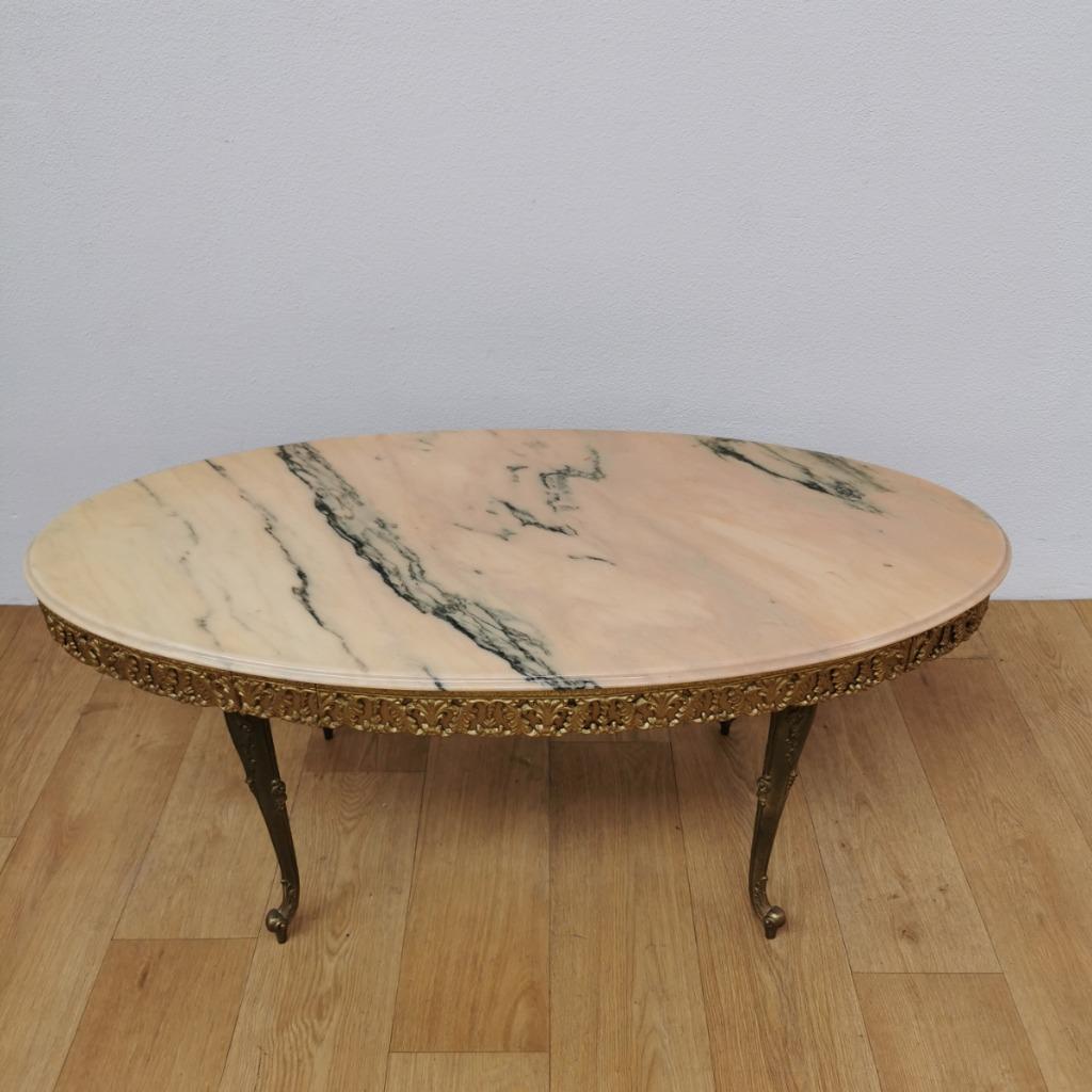 Vintage Ovale Regency Salontafel Koffietafel Marmer Blad 02 image 3