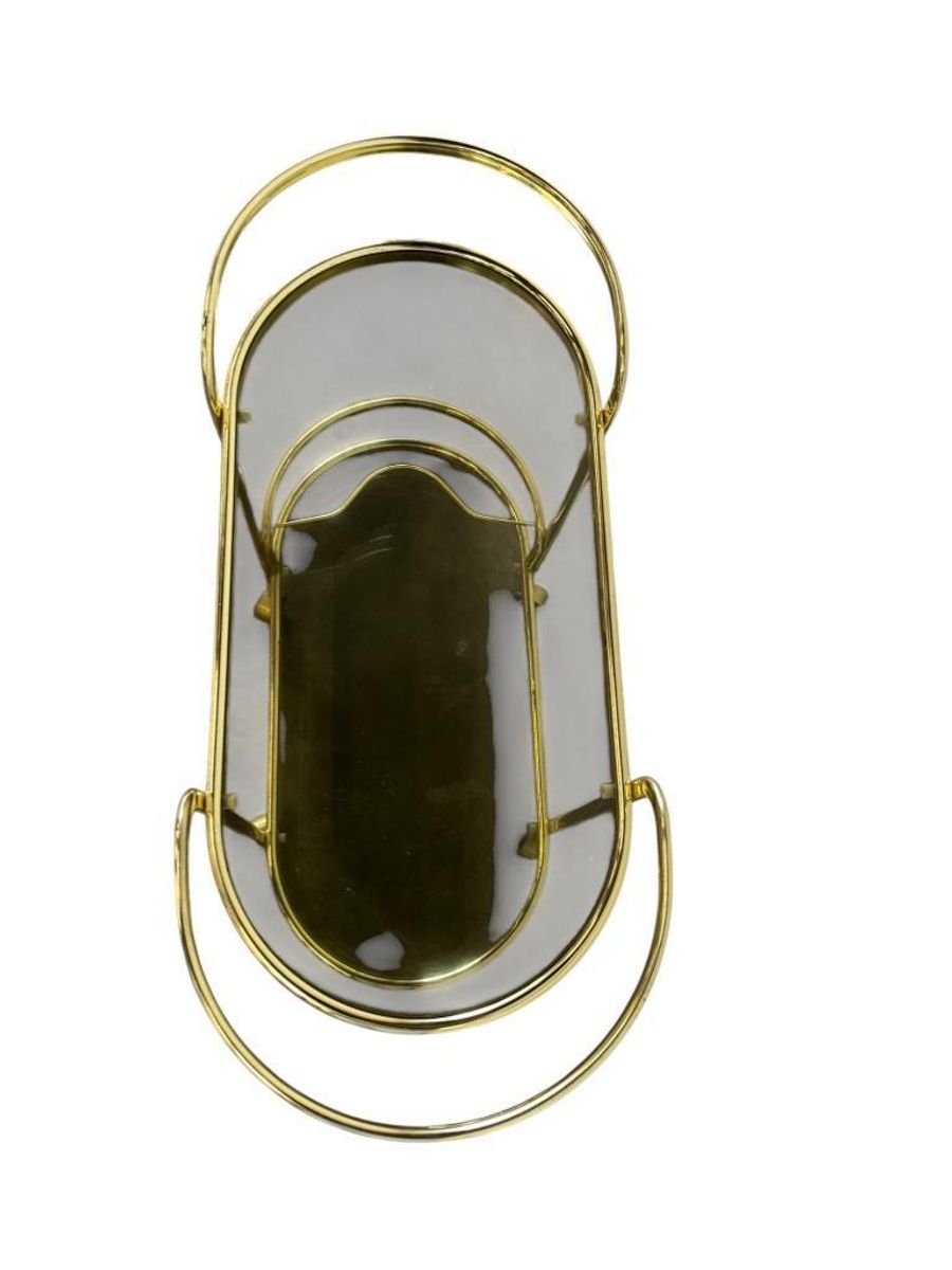 Vintage Gouden Barcart / Bijzettafeltje Met Fumé Glas image 11