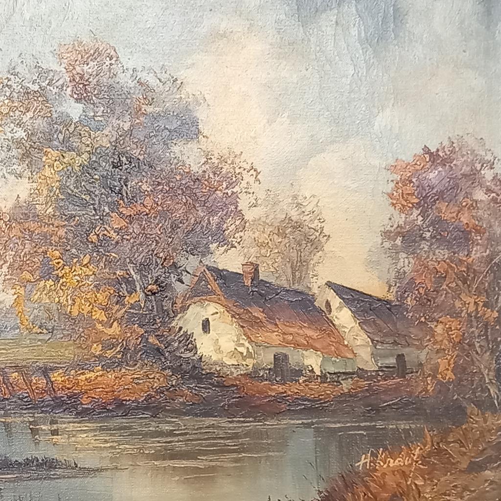 Vintage Waterrijk Landschap Met Boerderij In Lodewijk Xvi L image 4