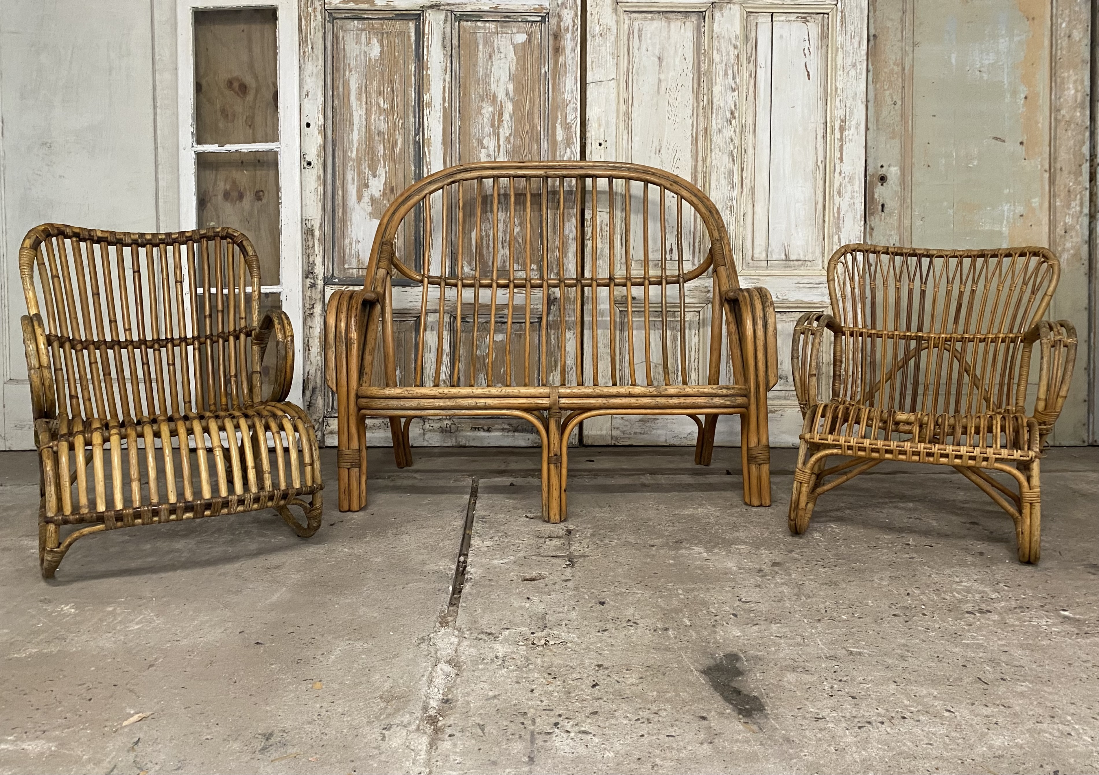 Vintage Rotan Bank, Tweezitter. Exclusief. Dutch Design. image 6