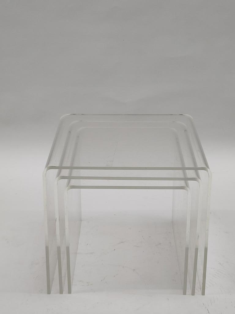 Vintage Set Bijzettafeltjes Plexiglas Nesting Tables Aqryl image 5