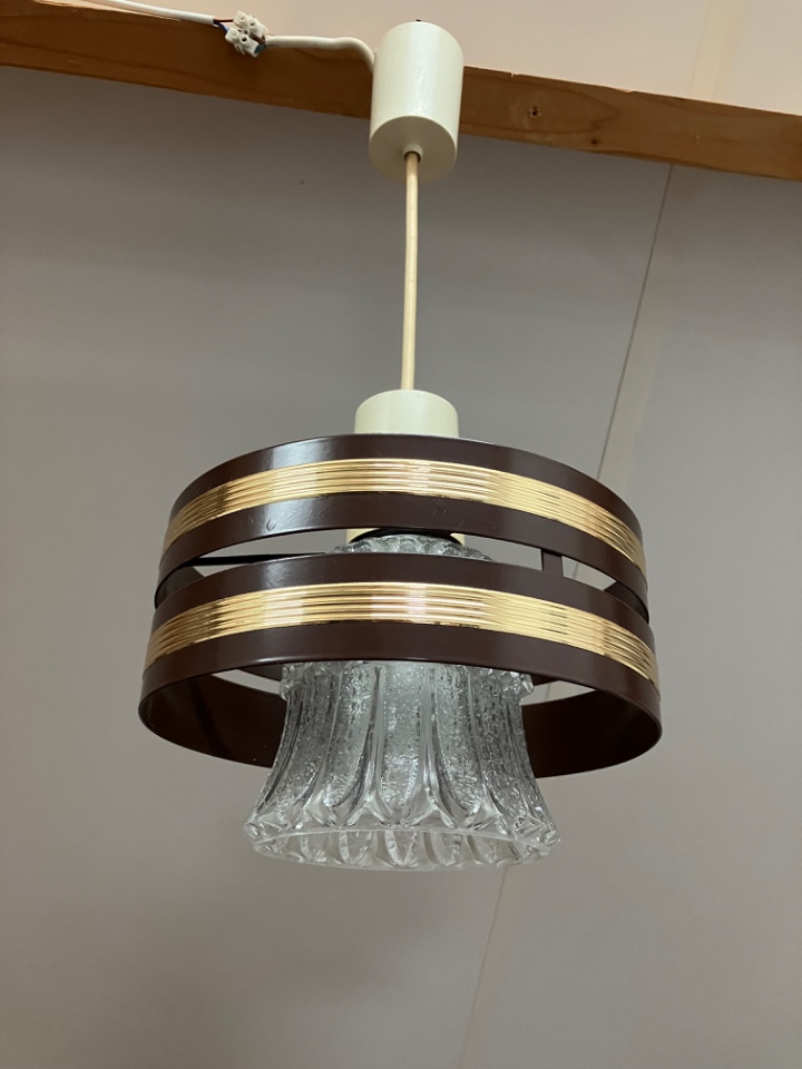 Vintage Design Hanglamp Jaren 70 Met Glazen Kap En Ring image 8
