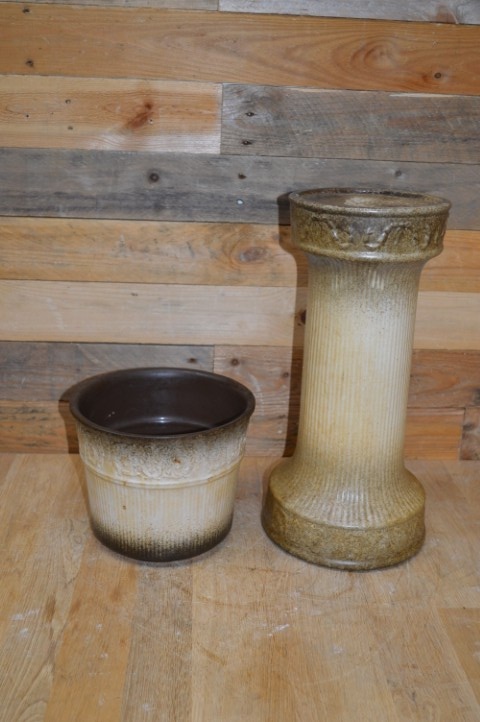 Vintage Keramische Zuil Met Pot – West-duits Aardewerk Van Wegmann image 2
