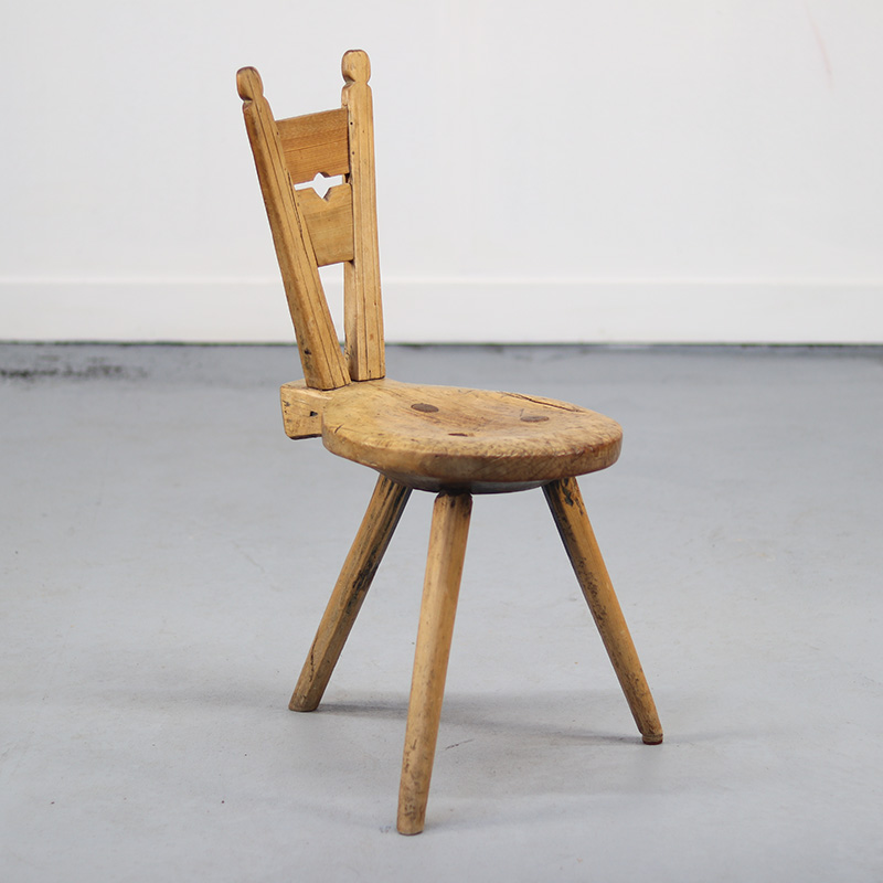 Landelijke Antieke Primitieve Driepoot Stoel image 9