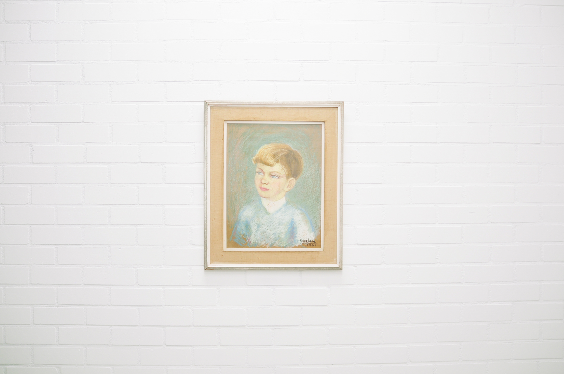 Beige Lijst Schilderij Portret Jongen image 2