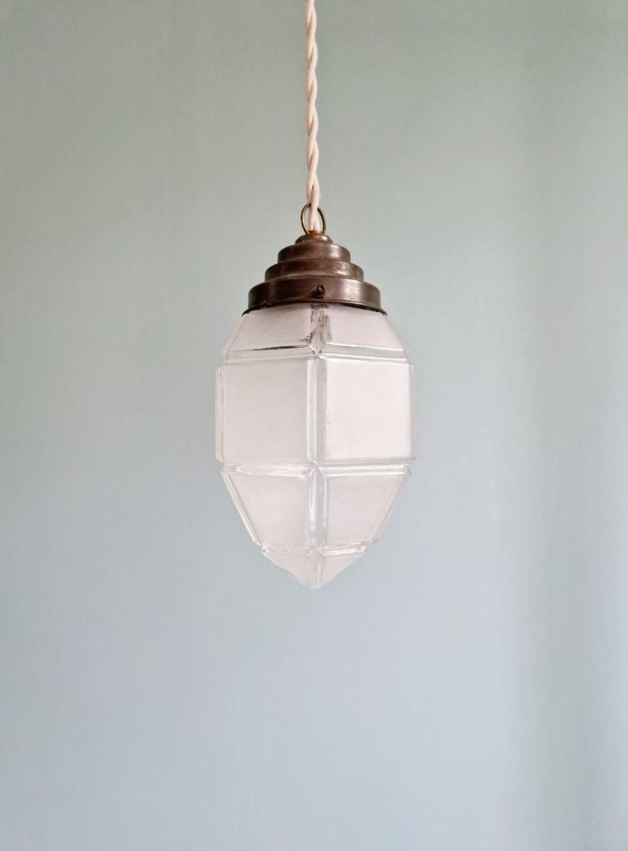 Art Deco Hanglamp In Gesatineerd Glas, 1920-30s image 5
