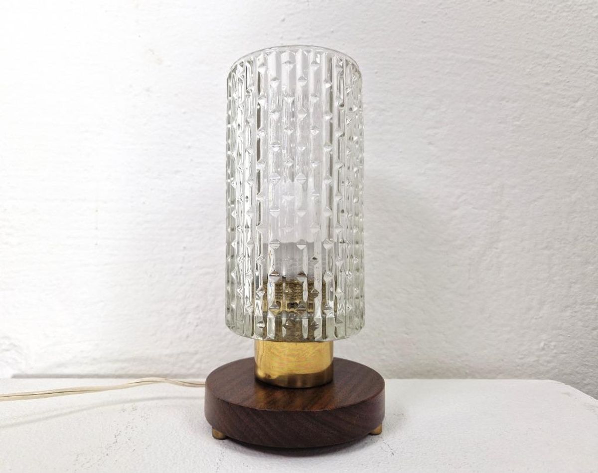 Mid-century Bedlamp Van Teak, Messing En Glas image 4