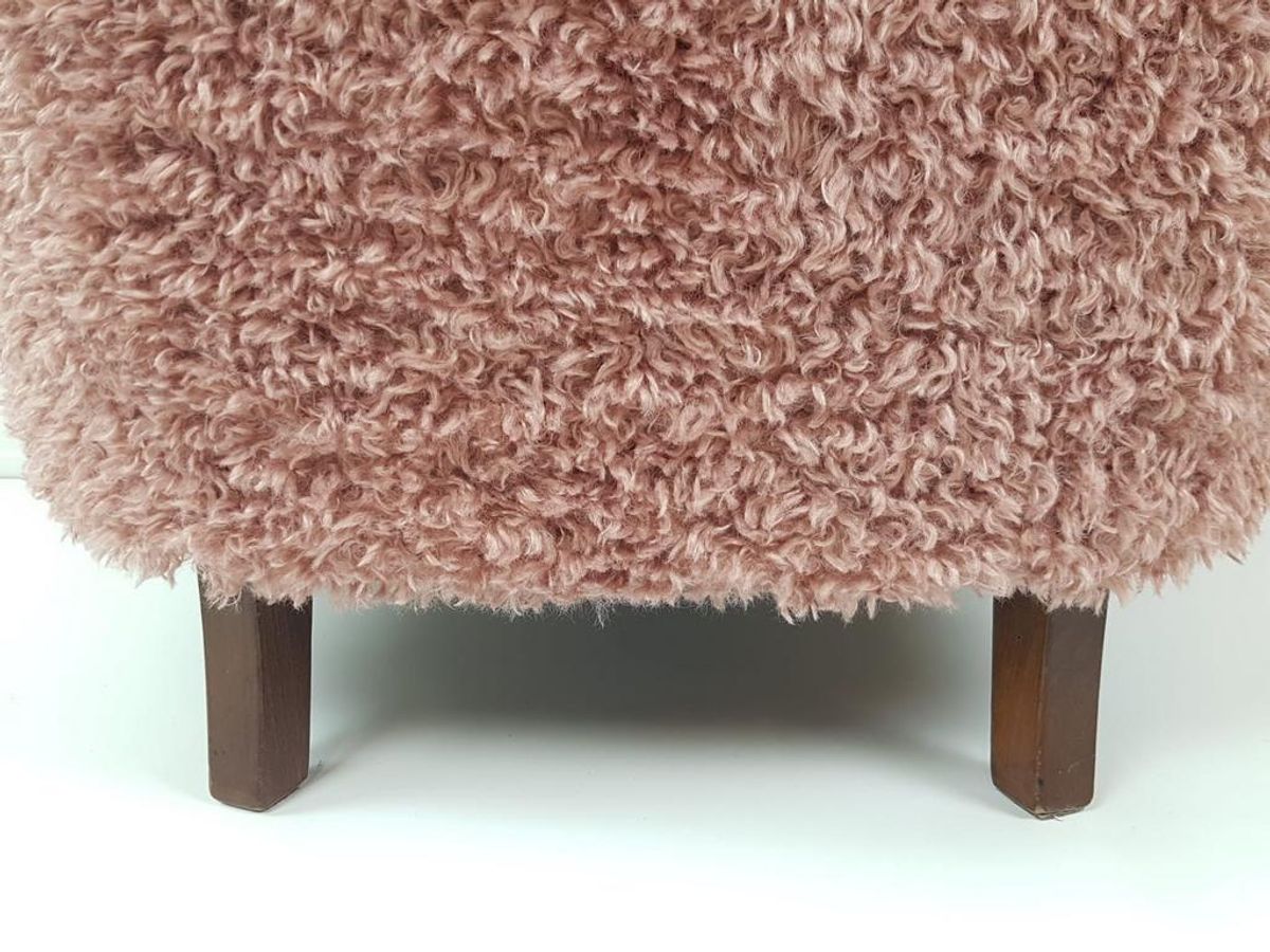 Vintage Fauteuil Nieuw Gestoffeerd Roze Doodle image 7