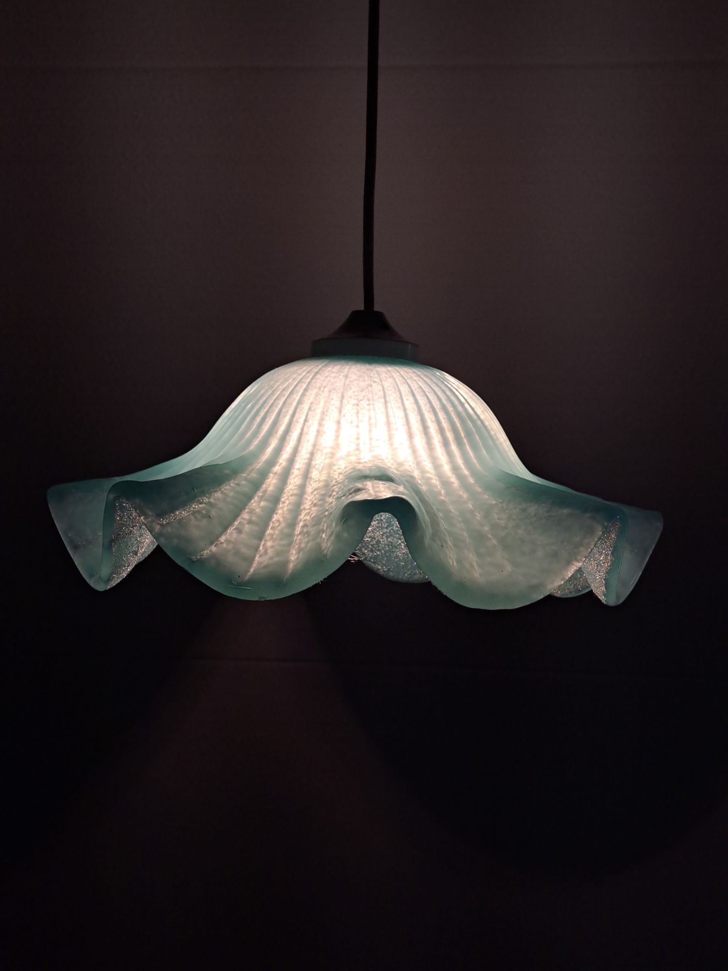 Vintage Glazen Hanglamp Blauw image 8