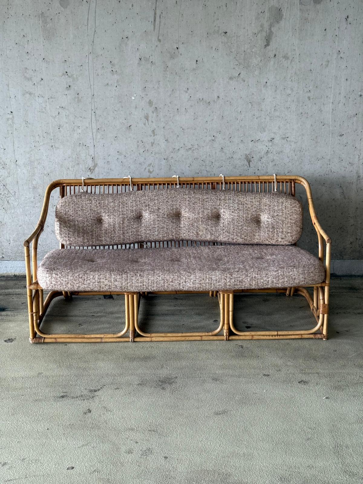 Mid Century Boho Bamboe 3-zits Bank / Sofa image 7