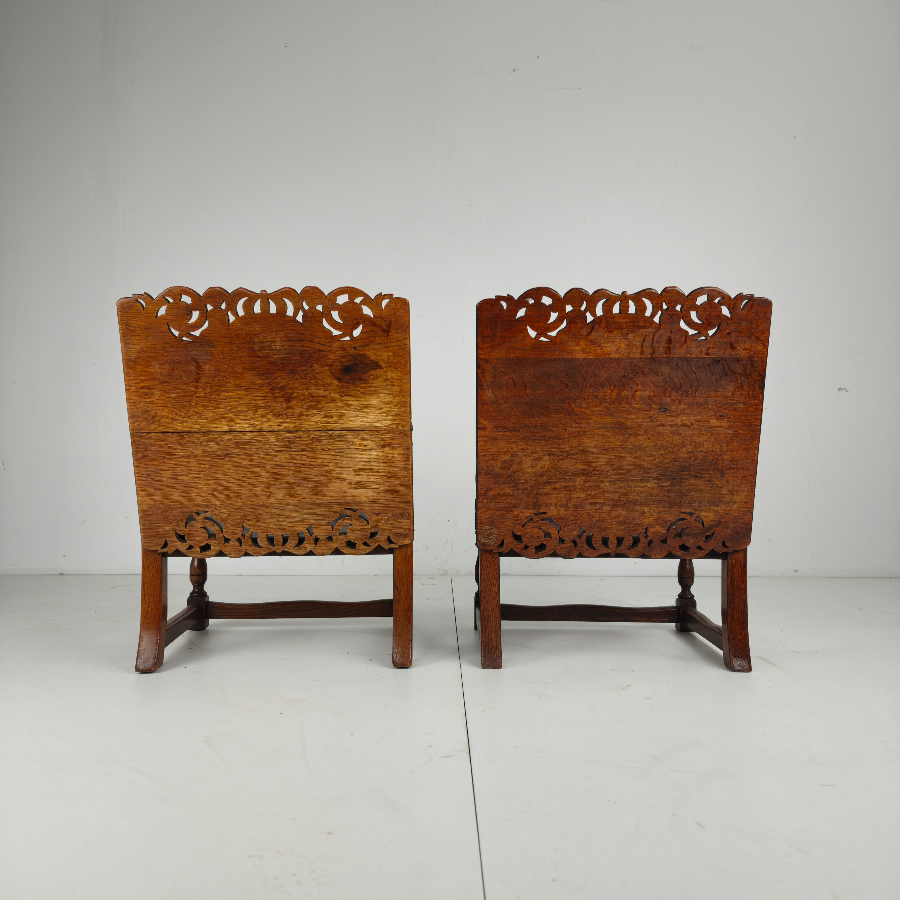Pair Of English Antique Jacobean Monk Armchairs / Tables By F. Parker & Sons Ltd image 6