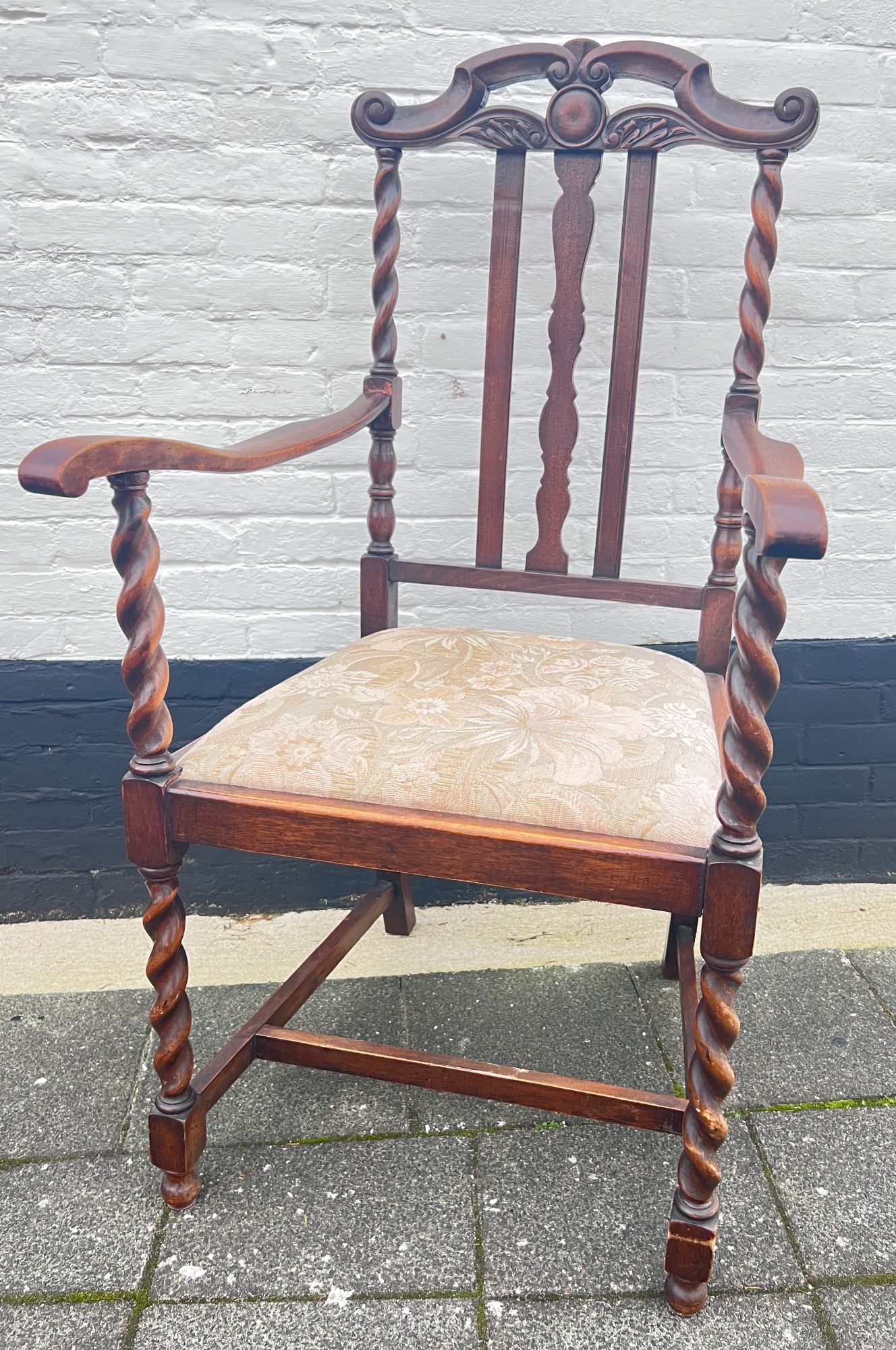 Antiek Engels Eiken Stoel Met Armleuningen, Maten Volgen Nog image 2