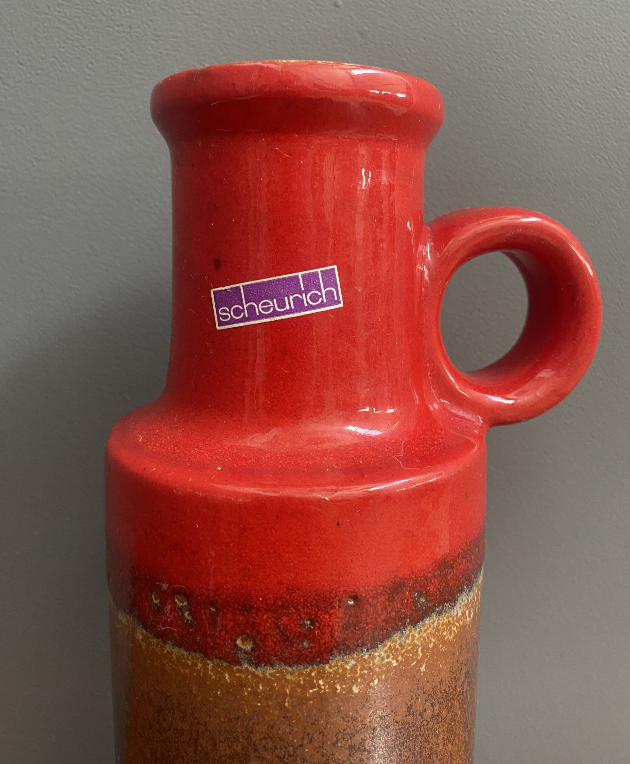 Scheurich Vase Model 401-28 In Red And Brown Wgp image 3