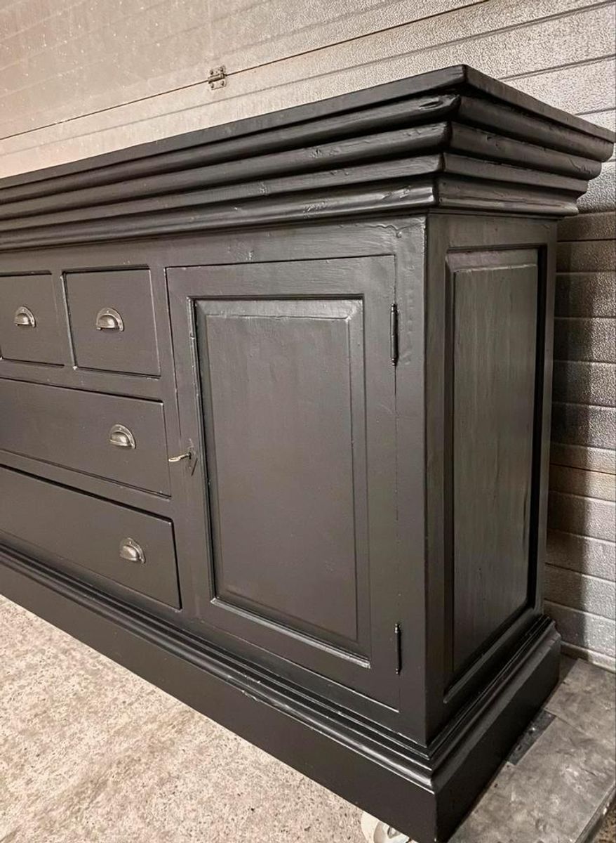 Oude Kast, Ladekast, Toonbank, Dressoir, Winkelkast. Zwart image 4