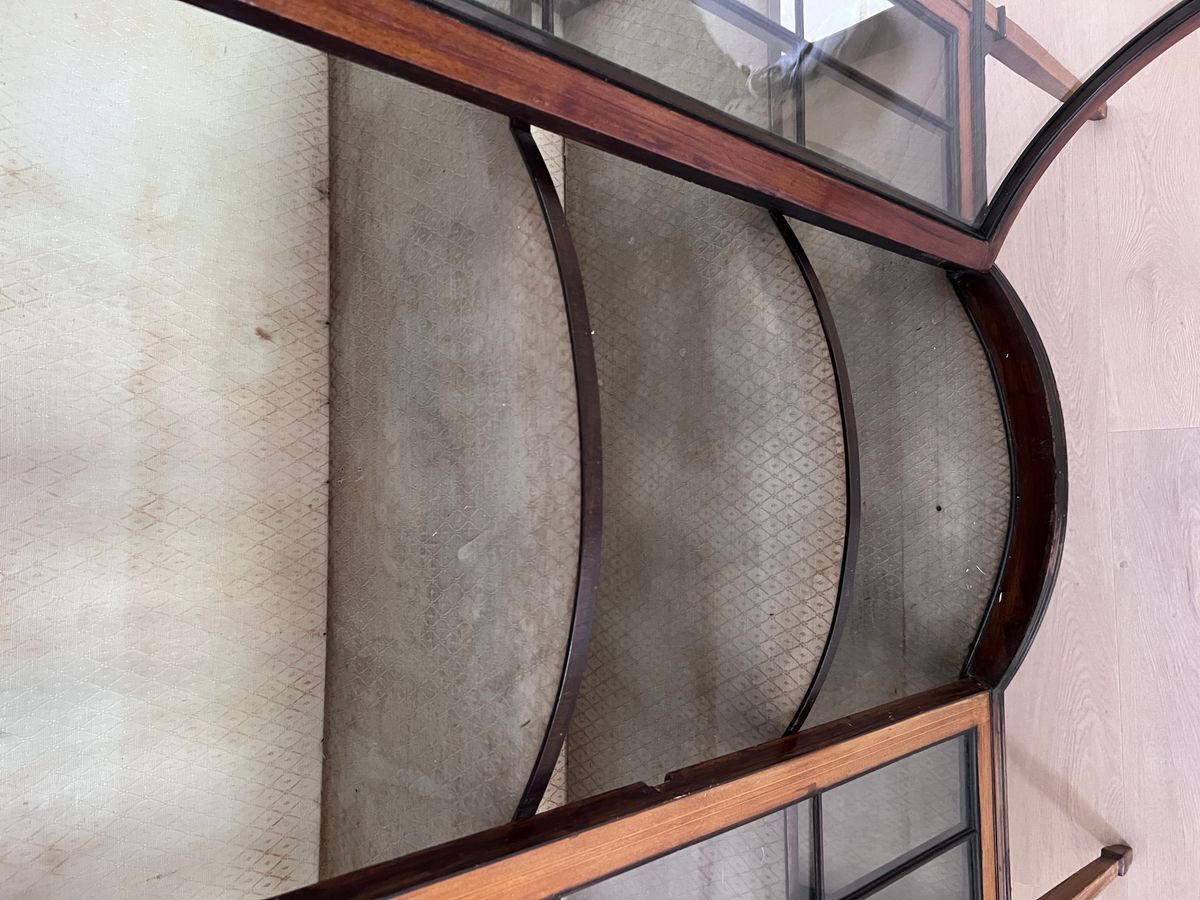 Antiek Engels Mahonie Vitrinekast Met 1 Deur, Met Bol Glas, 122 Cm Breed image 8