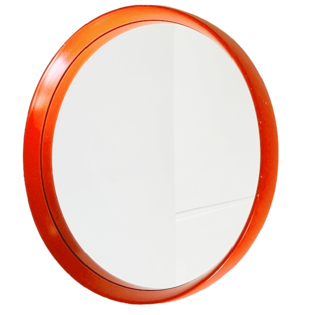 Mid-century Space Age Spiegel Oranje Hout O.w. Hack 1960’s image 7