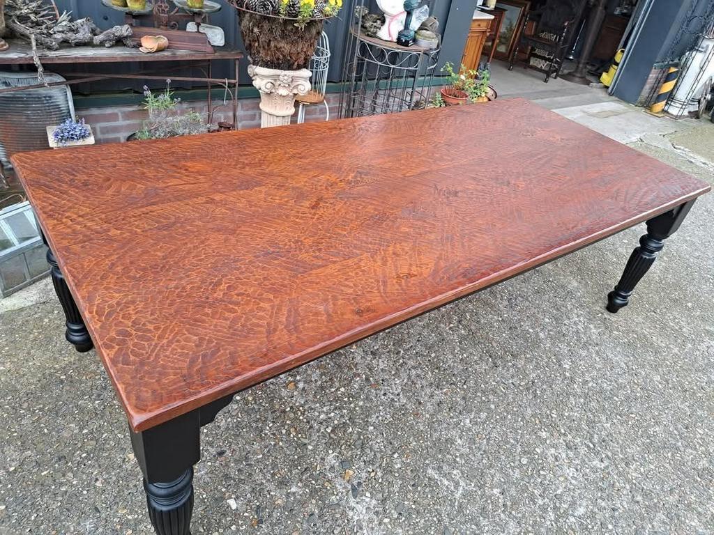 Grote Landelijke Eettafel Met Fraai Geslagen Blad image 6