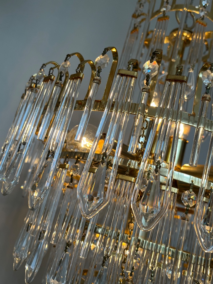 2 Beschikbaar! Vintage Kristallen Murano Geblazen Kroonluchters Hanglampen Art Deco Stijl ! image 14