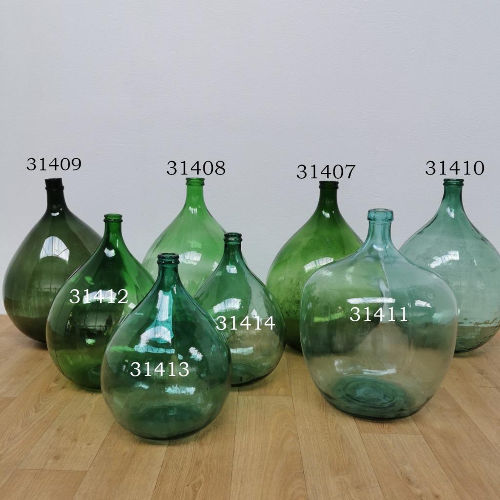 Brocante Glazen Dame Jeanne Vaas Wijnfles, Gistfles Glas 411 image 11